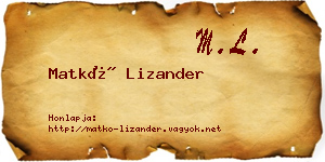 Matkó Lizander névjegykártya